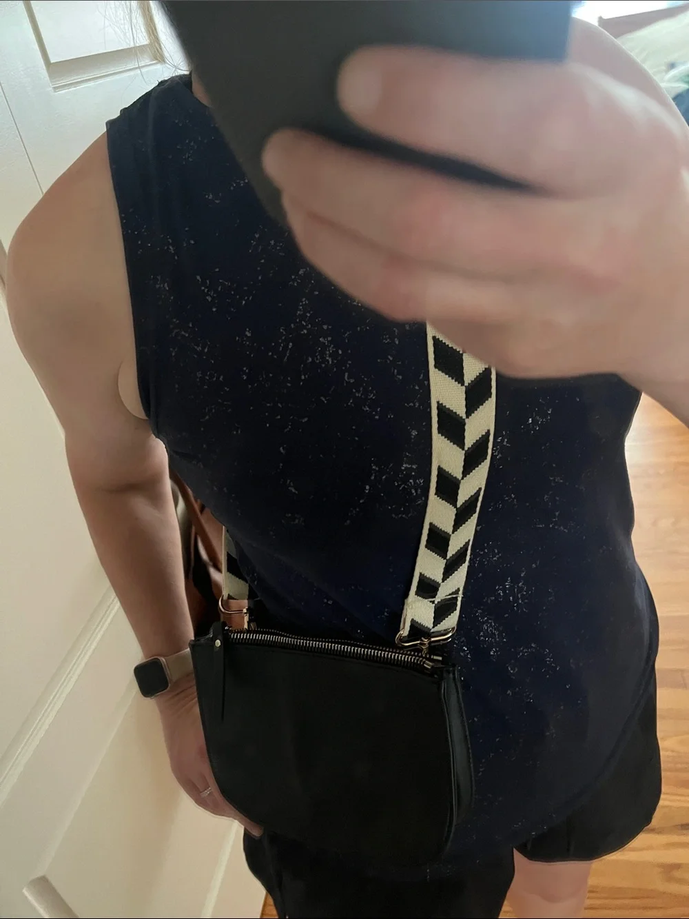 Canvas strap replacement chevron cream and black adjustable guitar strap